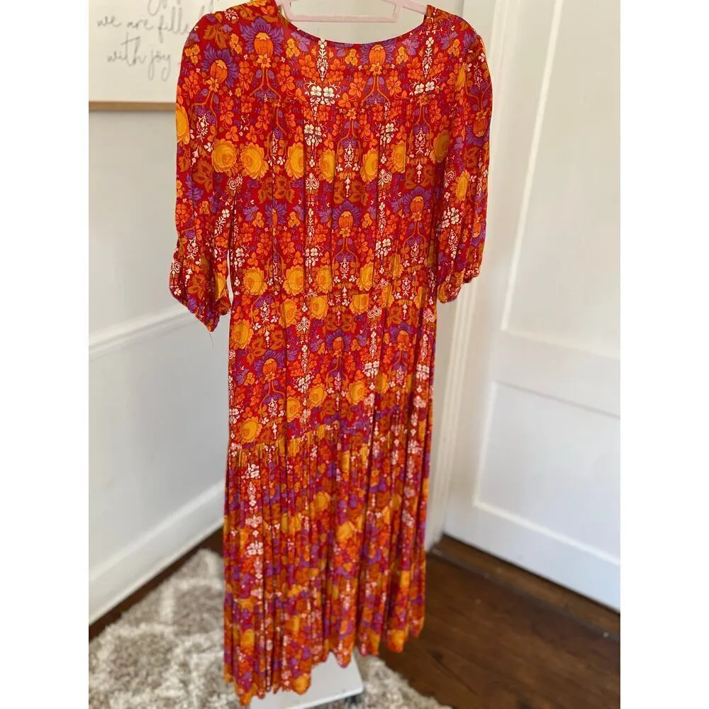 Anthropologie Abel the Label Maxi Dress Boho Bold Floral Autumn Parisian Wedding - Image 3