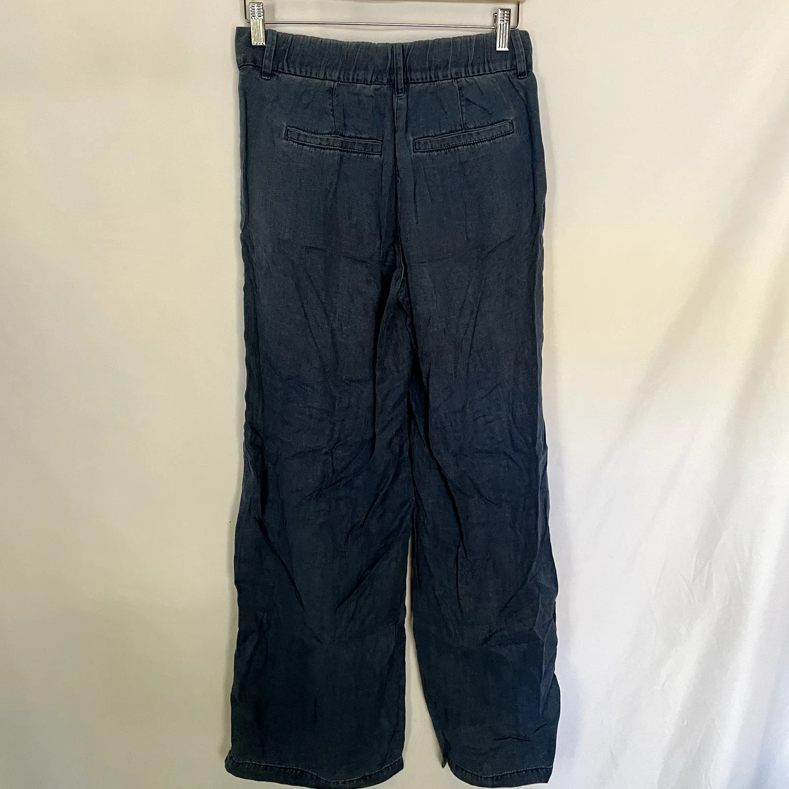 American Eagle wide leg trouser denim pockets elastic waist women's size 0 - Image 7