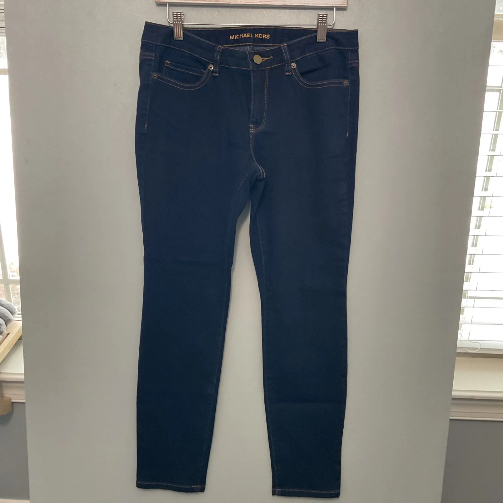 Michael Kors Skinny Jeans Dark Wash Mid Rise Stretch Denim Womens Size 6 - Image 5