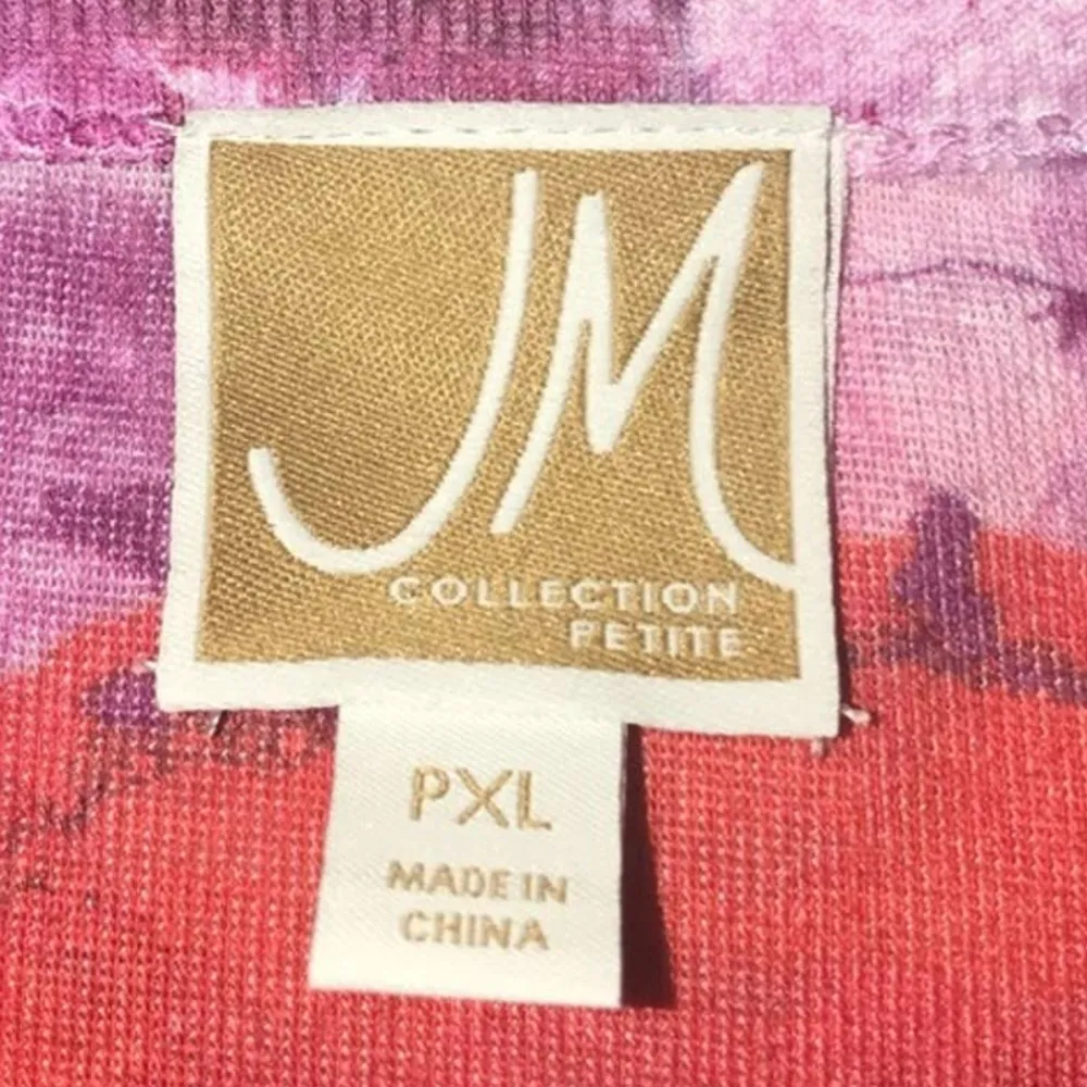 JM COLLECTION RED & PURPLE ABSTRACT DESIGN WITH EMBELLISHMENTS TOP SIZE PXL - Image 4