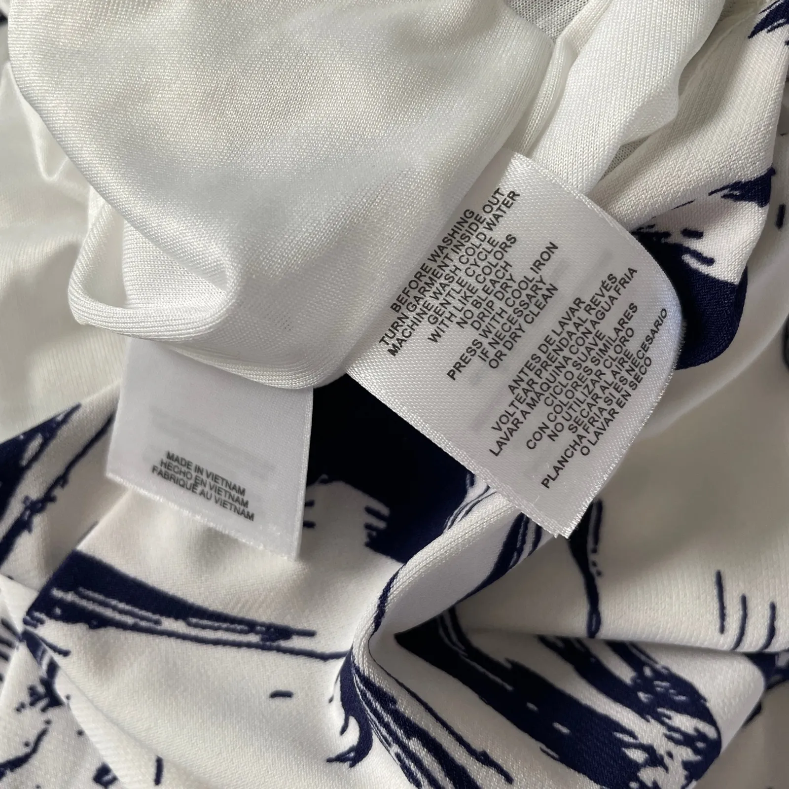 Pleated Bloomcore Dress Size 6‎ Navy White Floral Mature A-Line Anne Klein Work - Image 7