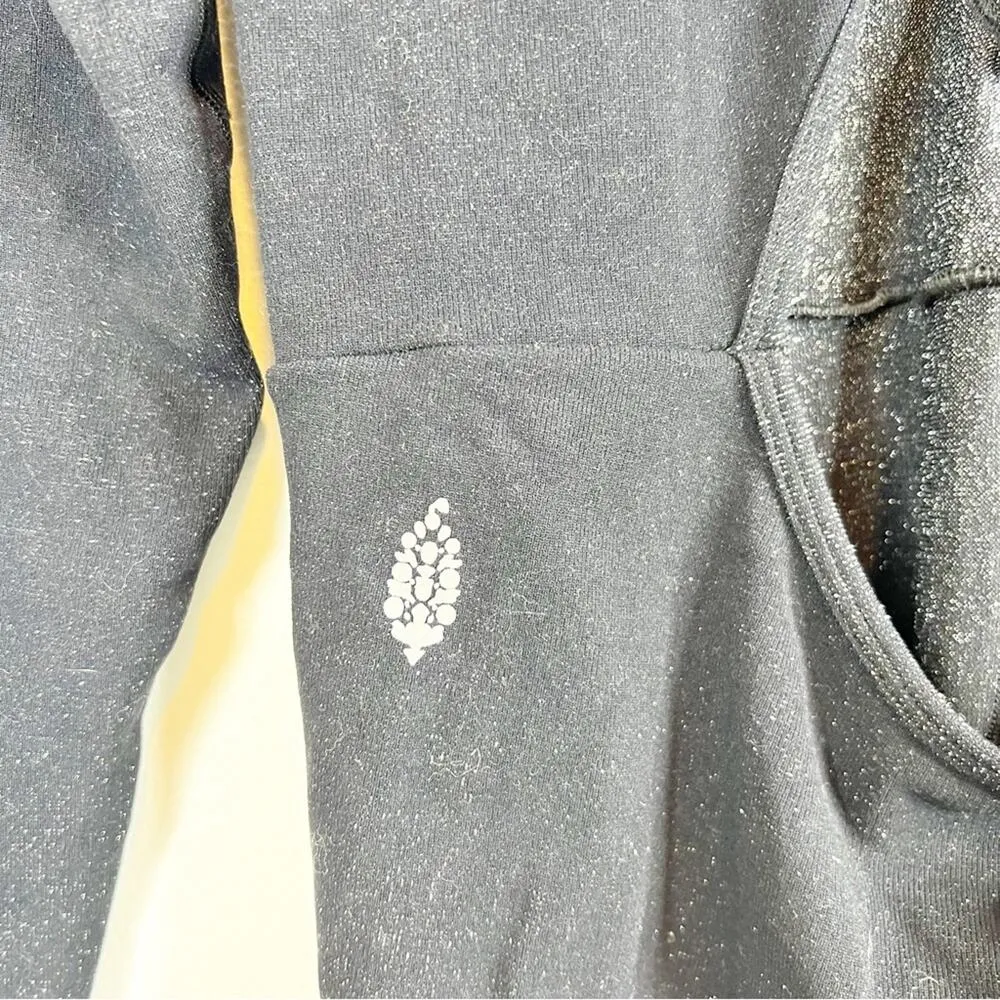 NEW Free People Movement Flash Forward Glitter Cut Out Back Jumpsuit  M/L Black - Image 7