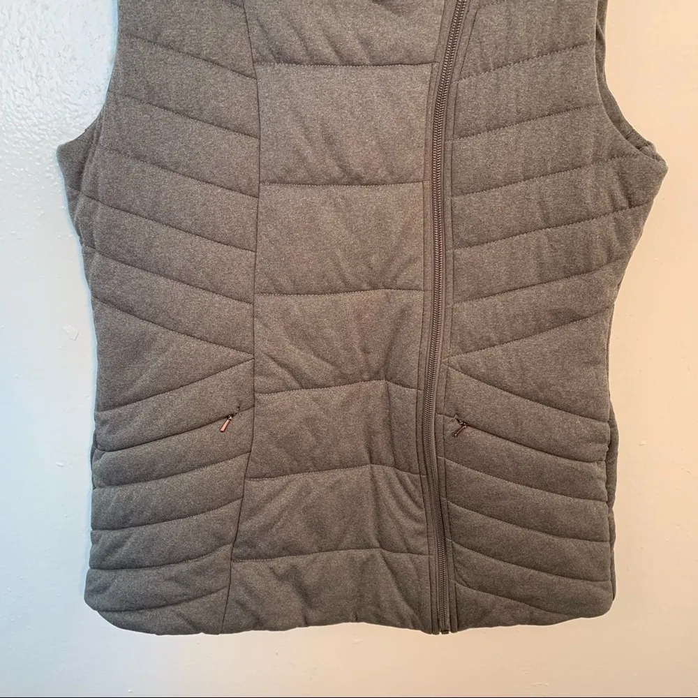 CALIA Asymmetric High Collar Quilted Vest Gray - Image 6