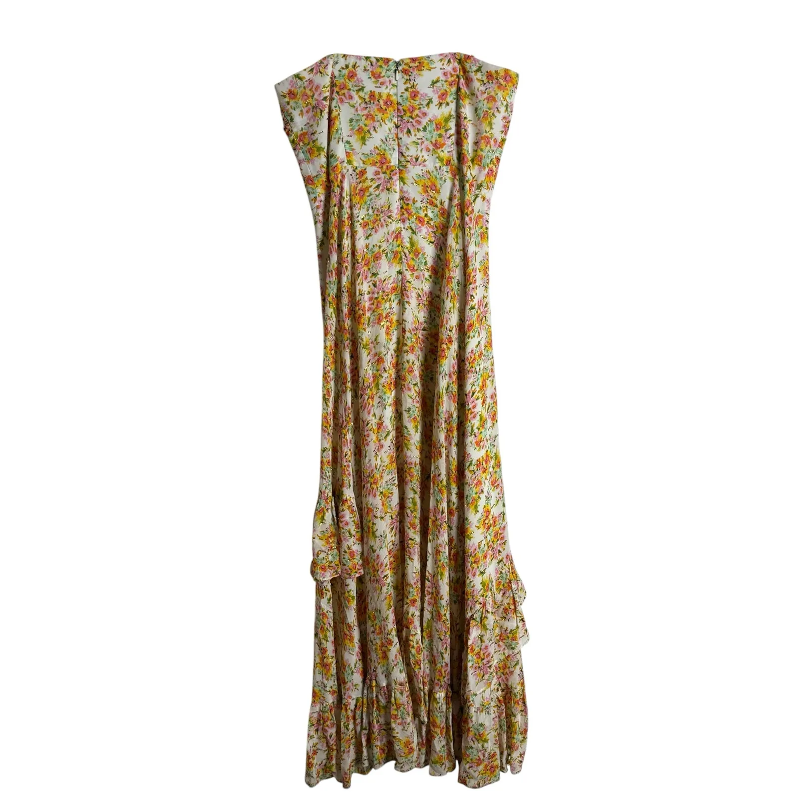 Shoshanna Remy White Orange Floral Print Strapless Ruffled Maxi Dress 8 - Image 13