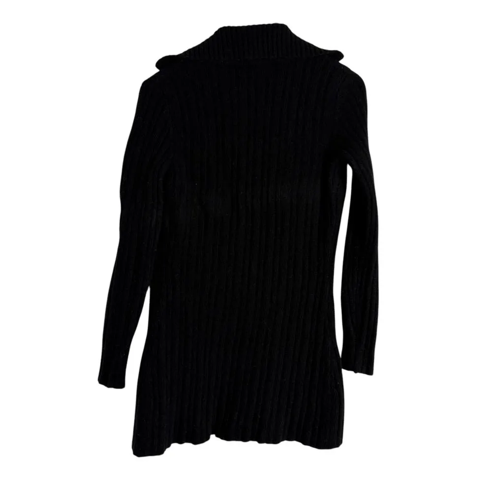 Gimaguas Black Lambswool Fisherman Cable Knit Full Zip Cardigan Sweater XS - Image 7