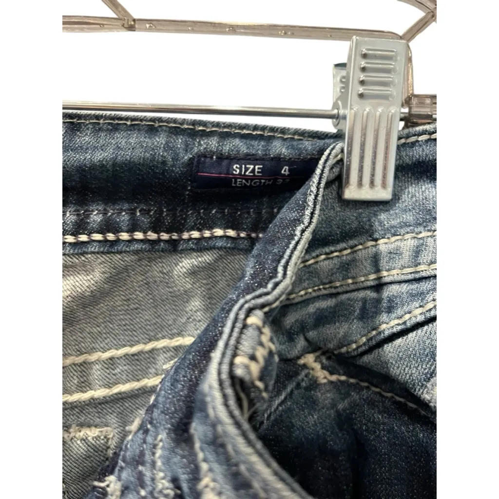 Miss Me The Chelsea Straight Leg Embroidered Embellished Blue Jeans Size 4 Denim - Image 7