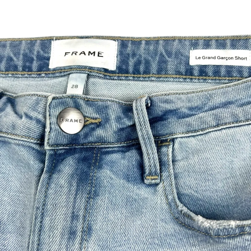 FRAME Denim Le Grand Garçon Denim Cut Off Shorts - Image 10