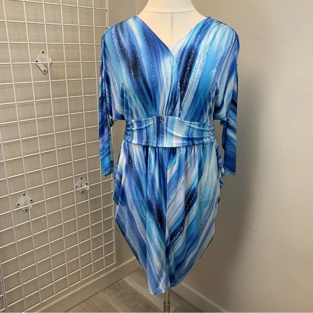 Fashion to Figure Blue and White Brushstroke Dress.  size 1 (14/16) - Image 2