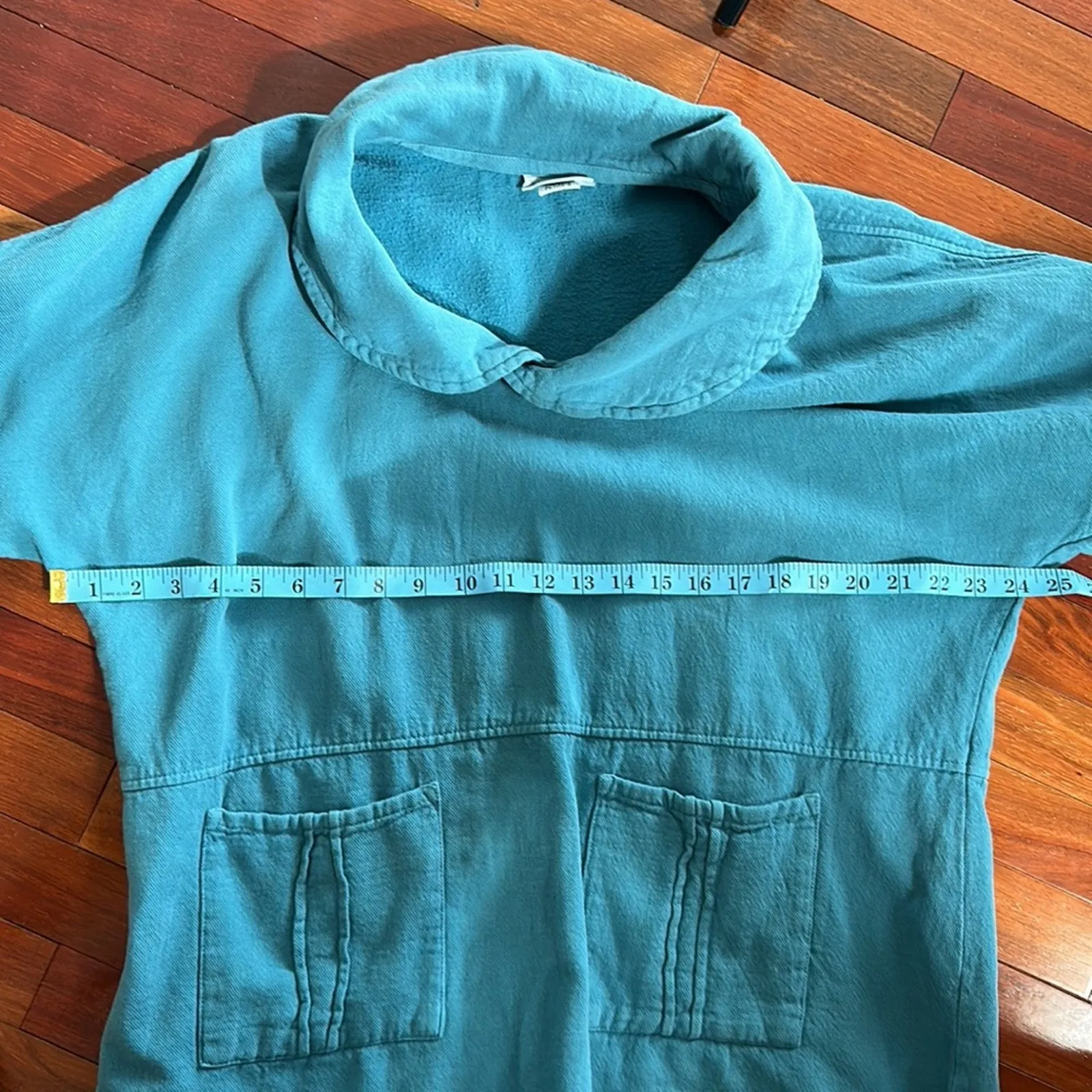 Soft Surroundings Lagenlook Pullover Top Blue Pockets Cotton Oversized Slouchy - Image 5