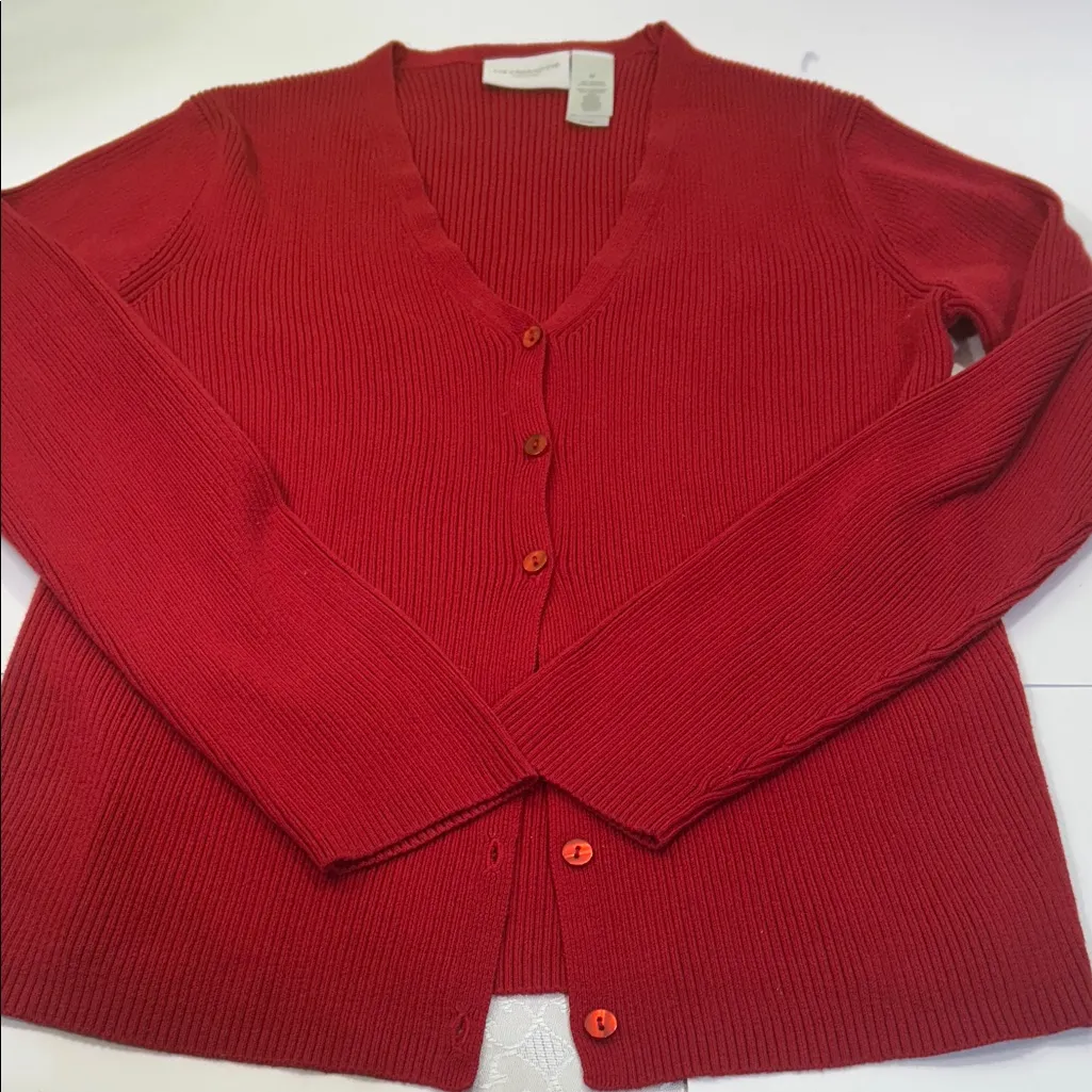 Liz Claiborne V-Neck Red Sweater - Image 13