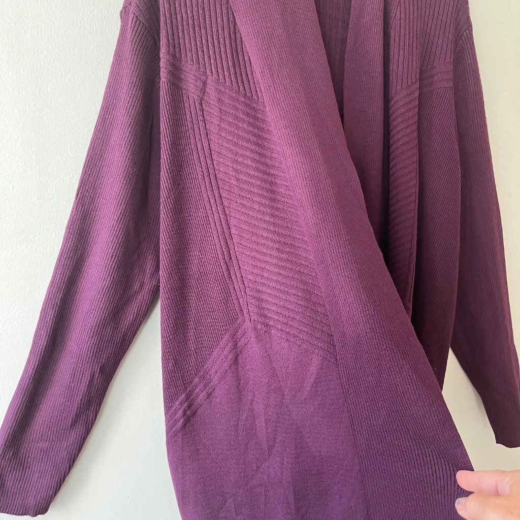 Retrology Sz 3XL Purple Stretch‎ Open Cardigan Sweater Long Sleeves - Image 3