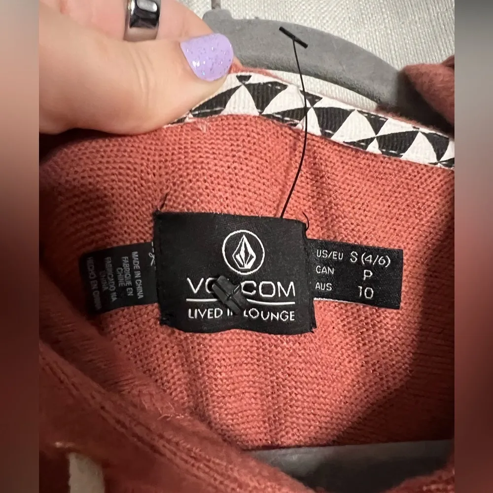 Volcom Dusty Rose Super Soft Pullover Hoodie Sweatshirt Small - Image 3