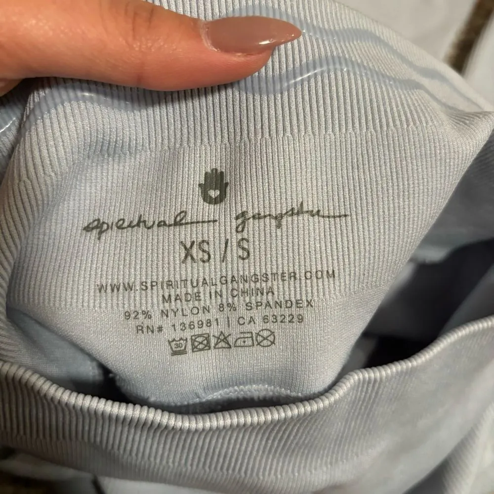 Spiritual Gangster Love Sculpt 7/8 Ruffle Lettuce Hem Pastel Blue Legging- XS/S - Image 11