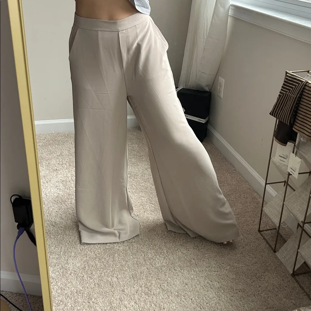 Taupe wide leg pants. M Size M - Image 5