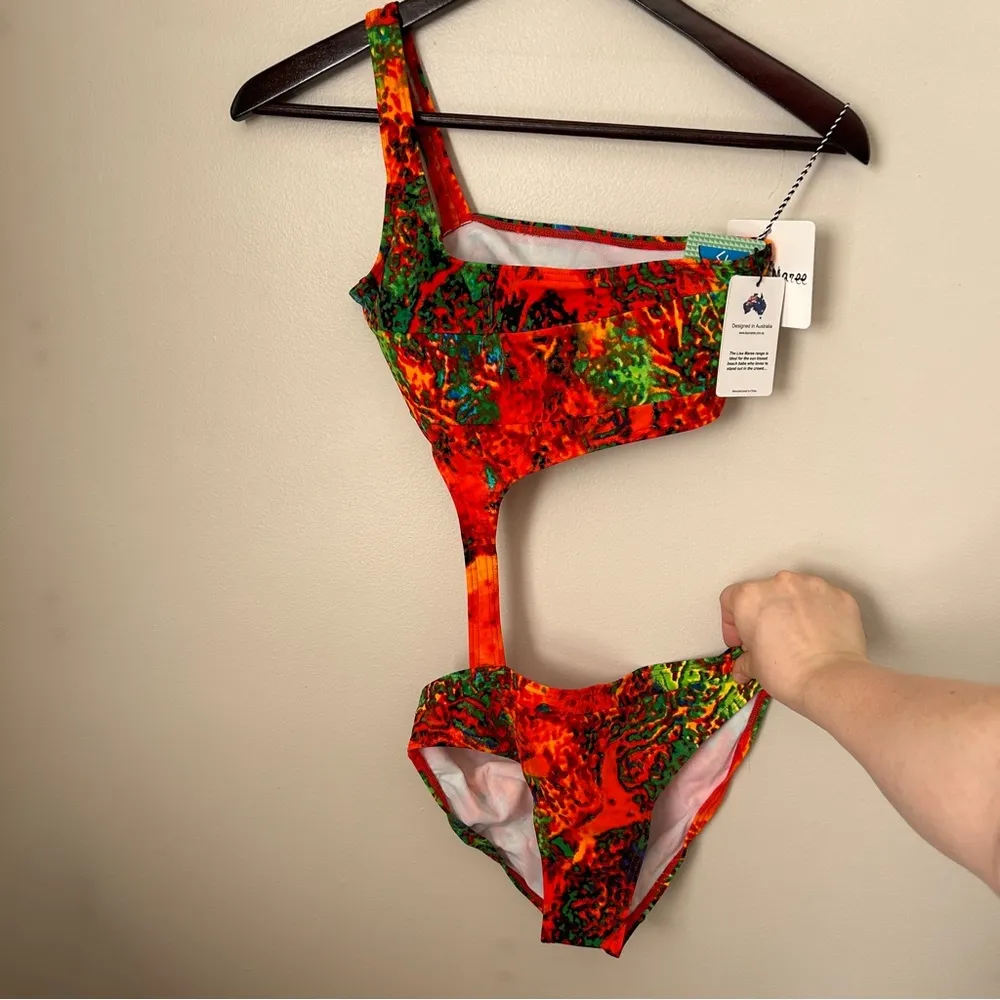 Lisa Maree Swimsuit crawl then walk one shoulder lycra piece sunrise print Red Size XS - Image 16