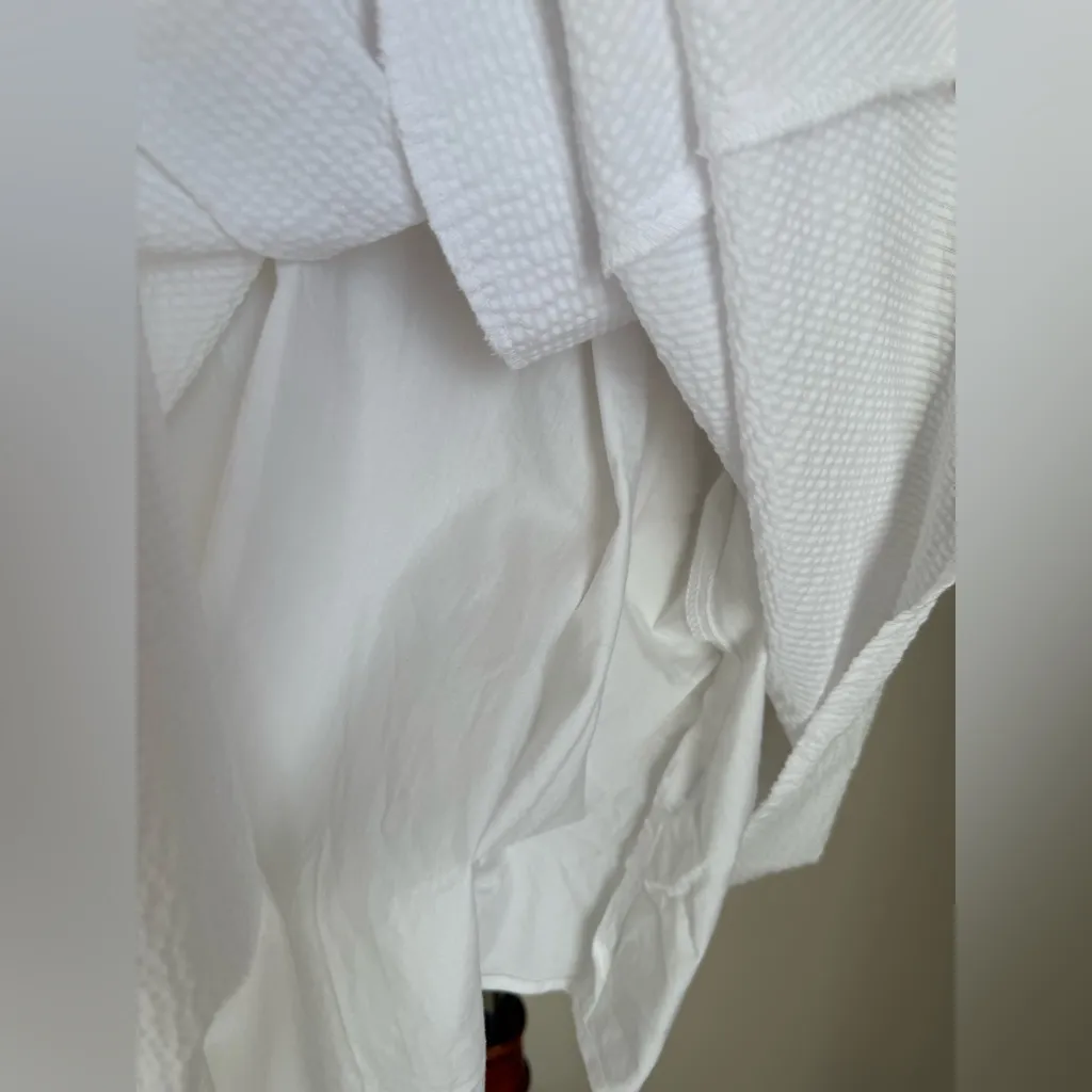 Lauren‎ James White Seersucker Bow Livingston Dress, Size Medium - Image 4