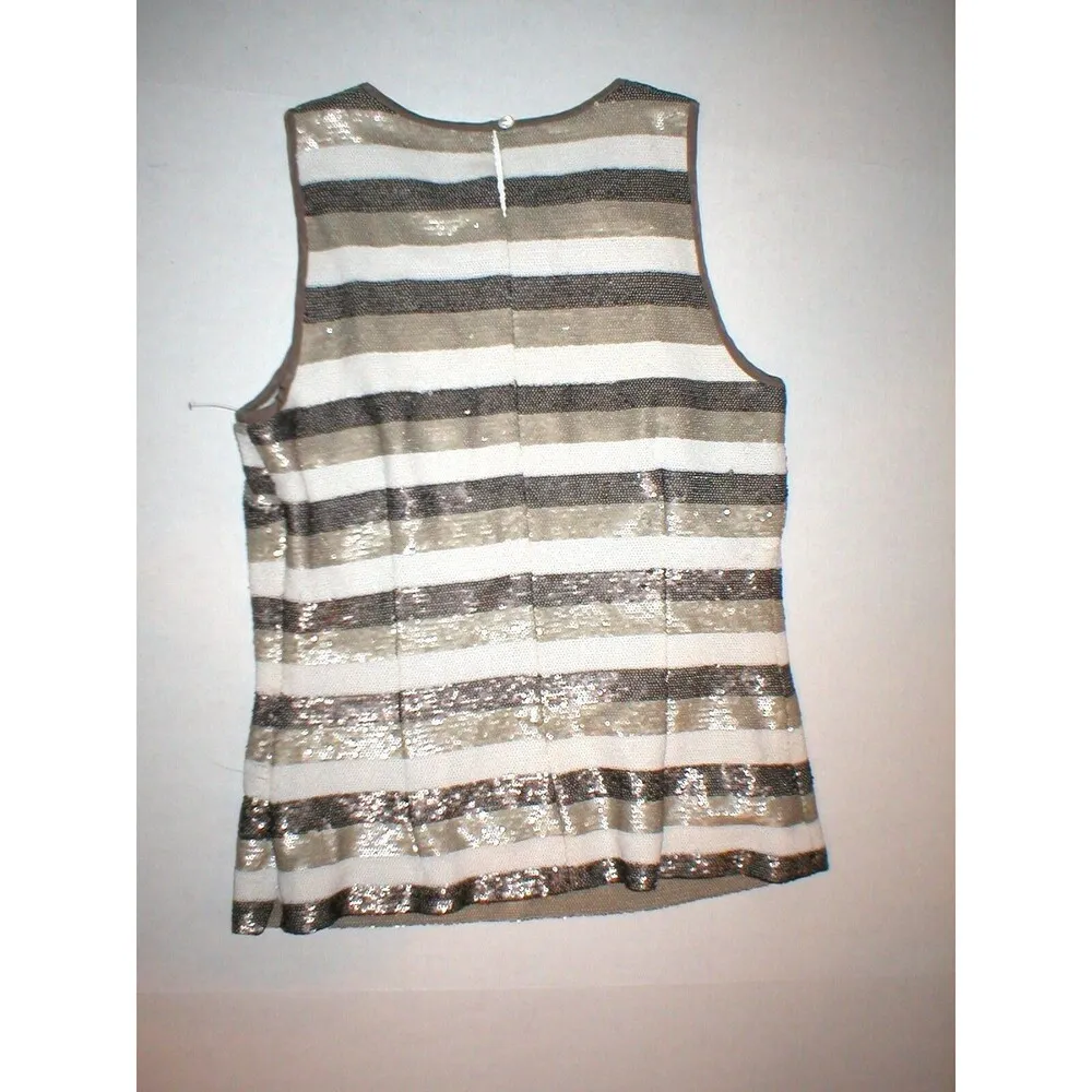 NWT $278 Worth NY Womens 2 Top Designer New York Brown Sequin Tank Tan White Str - Image 3