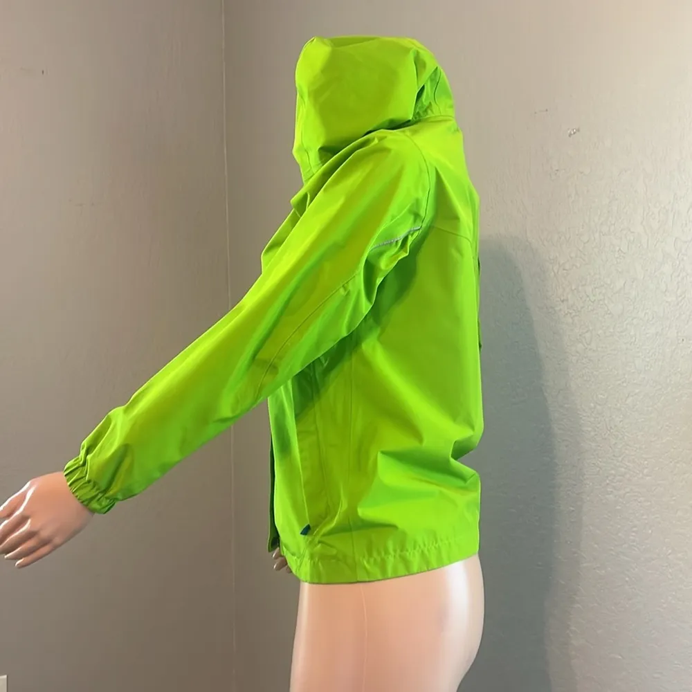 Marmot Womens Sz LARGE Jacket NEON GREEN Raincoat Windbreaker Full Zip Hood - Image 10