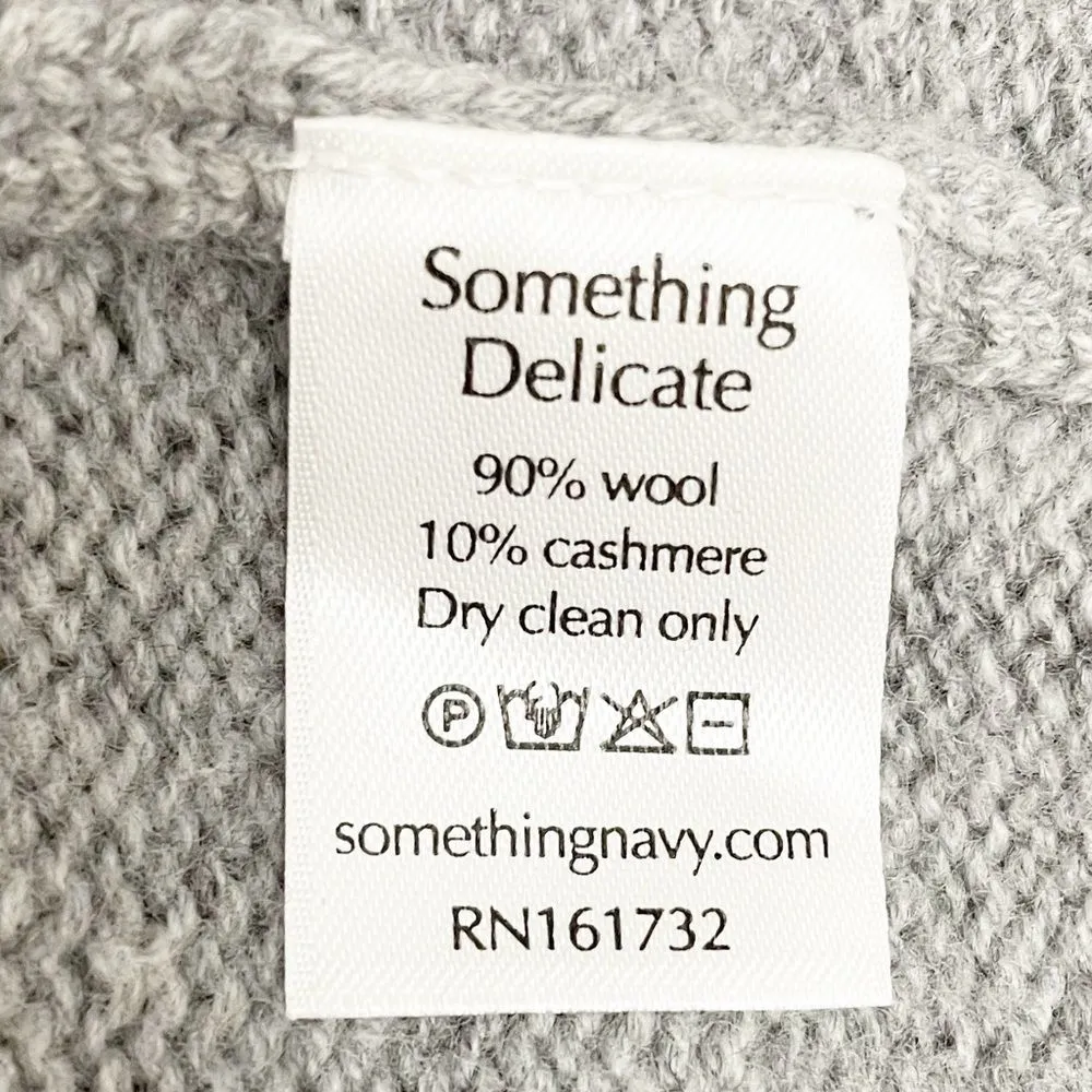 Something Navy Gray Minnie Puff Bishop Sleeve Cashmere Wool Sweater Size Small - Image 11