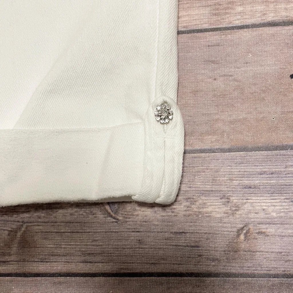 NYDJ  Capri Short Pants Cuffed Rhinestone Buttons - Image 4