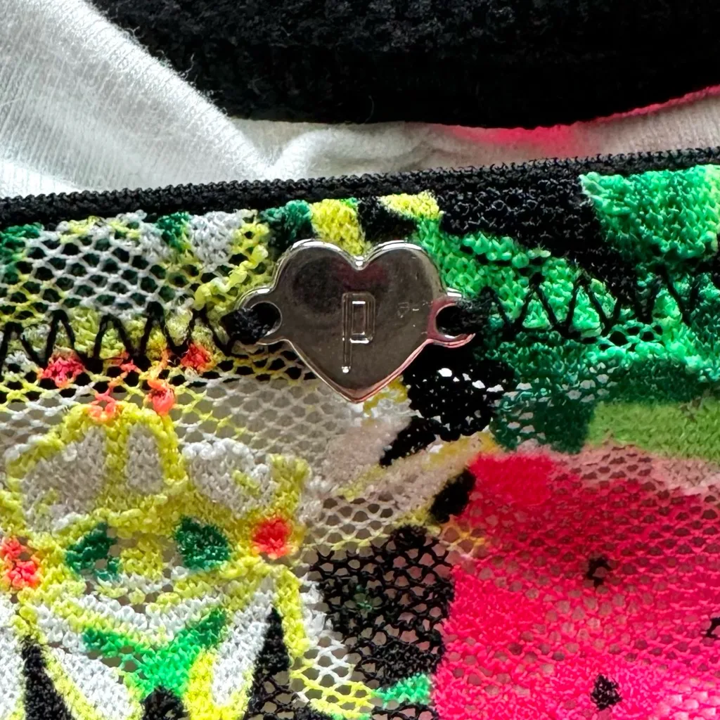 Victoria's Secret PINK Lace Bandeau Bra Size M Watermelon Neon Rave Festival - Image 3