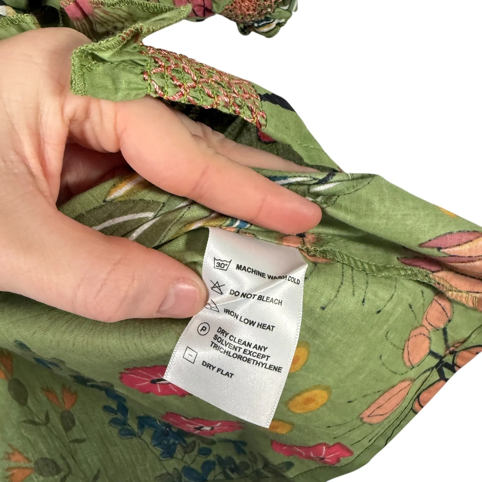 Fox and Hen Green Floral Puff Sleeve Blouse Boho Artsy Womens XS - Image 4