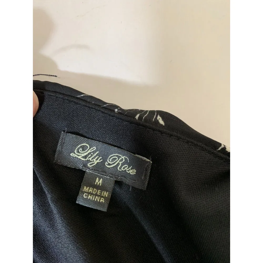 Lily Rose Womens Size M Dress Cold Shoulder Floral Crochet 3/4 Sleeve Scallop - Image 7