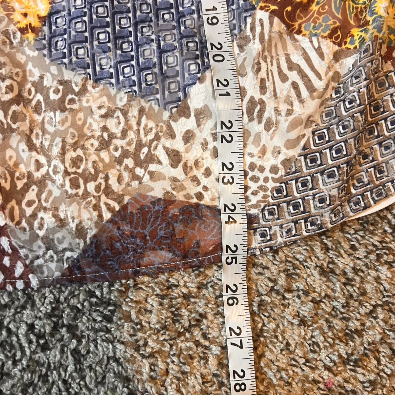 Cupio Womens Lagenlook Tunic Top Blouse‎ Long Sleeve Patchwork Multicolor L - Image 8