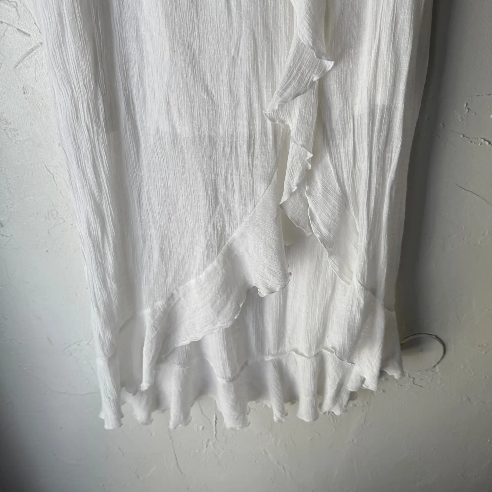 Zac & Rachel Y2k White Ruffle Maxi Skirt Wrap Style Size L Cottage Fairy Boho Size L - Image 3