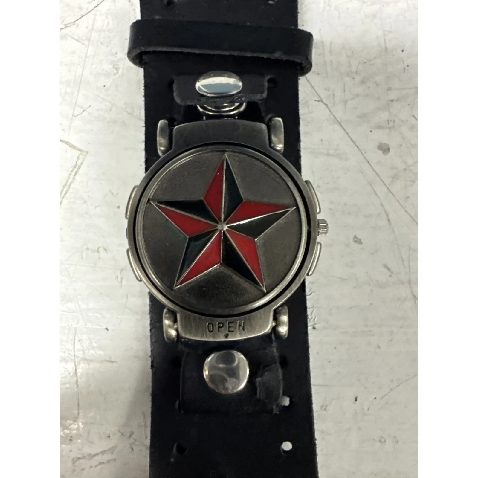 VINTAGE STYLE HIPPIE‎ LEATHER BAND Reversible Watch Chopper Cross Grunge *READ - Image 5