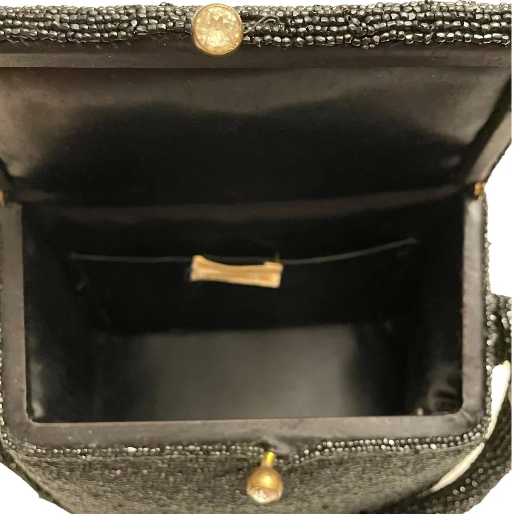 Vintage 1940’s Walborg Black Caviar Beaded Box Purse made in Belgium - Image 4