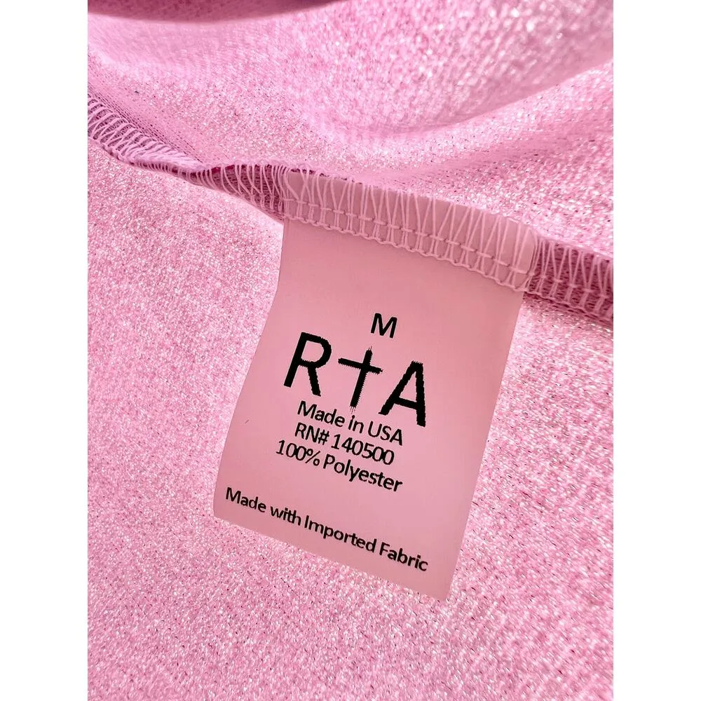 R+A Axel Glitter Cutout Asymmetrical Neck Blouse Top Disco Pink Women's Size M Size M - Image 5