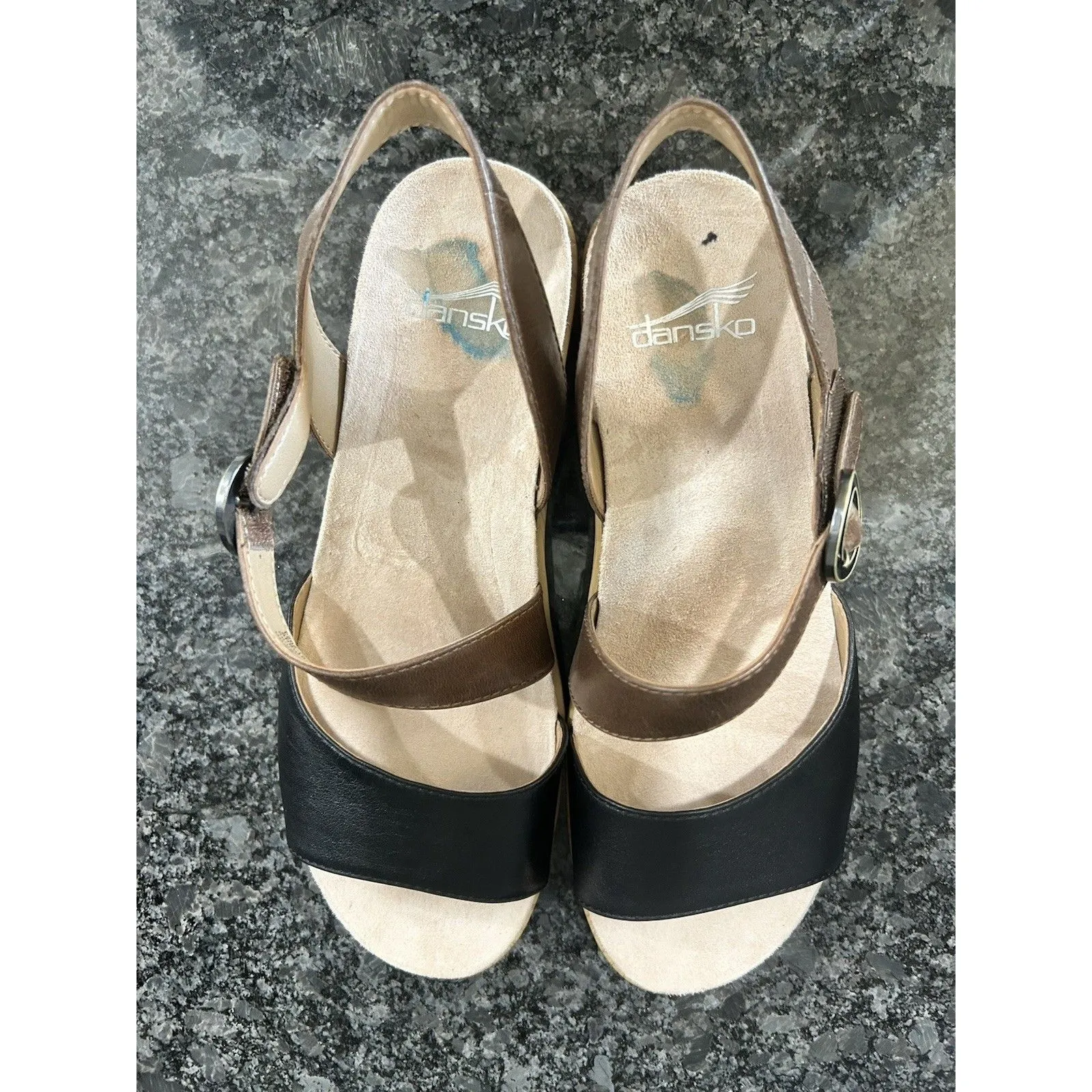 Dansko Womens Majory Sandals  Size EU 37 US 6.5 Black And Brown Open Toe Comfort - Image 4