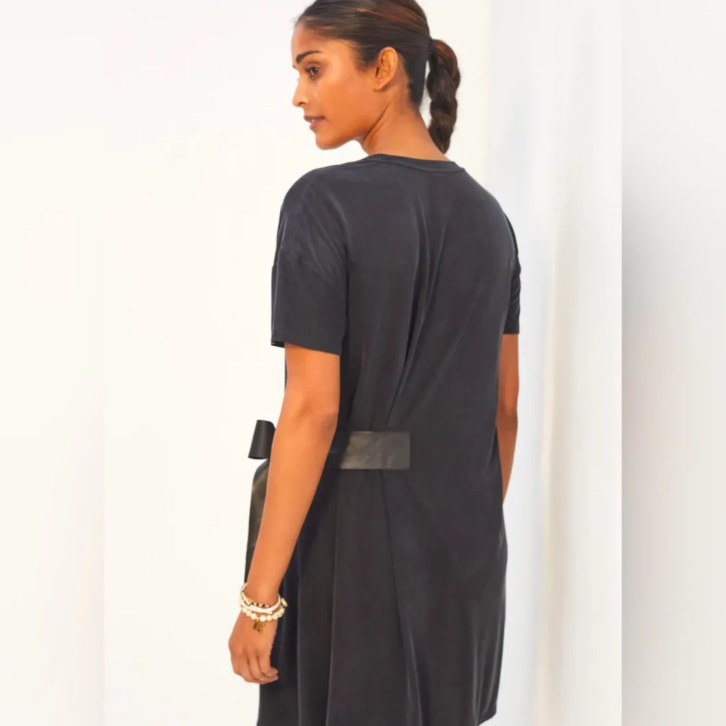 Dolan Anthropologie Black Faux Leather Side Tie Mini T - Image 10