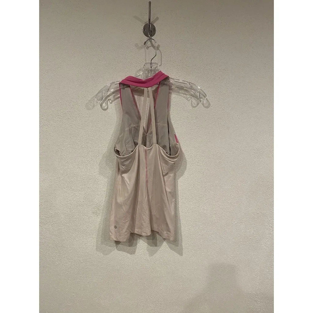 Lululemon Halter Tank Top Womens 8 Beige Pink Built In Bra Athletic Workout Gym - Image 4