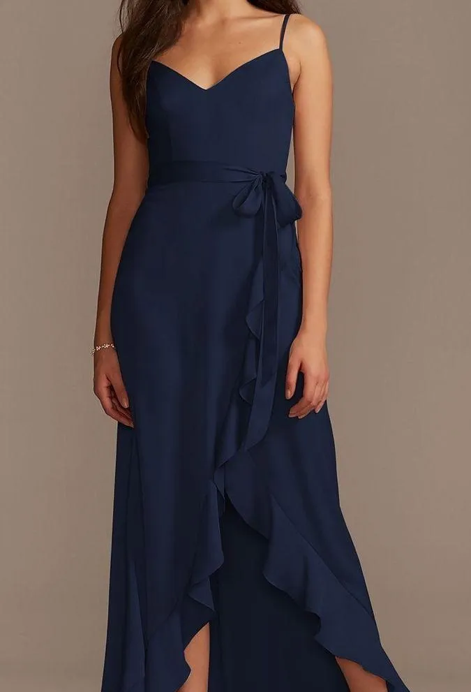 David’s Bridal Spaghetti Strap Crepe Ruffle Bridesmaid Dress - Image 7
