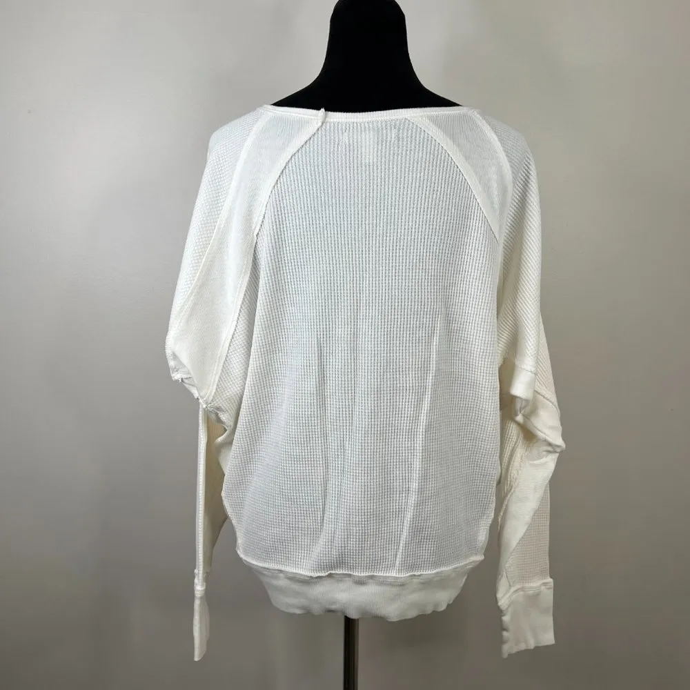 Free People Santa Clara Waffle Knit Thermal Long Sleeve Top in Alabaster White - Image 10