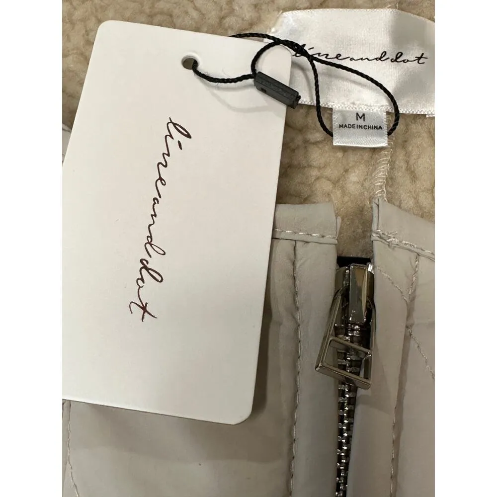 Line + Dot Milan Padded Sherpa Jacket Neutral/Cream Medium NWT Urban Outfitters - Image 8