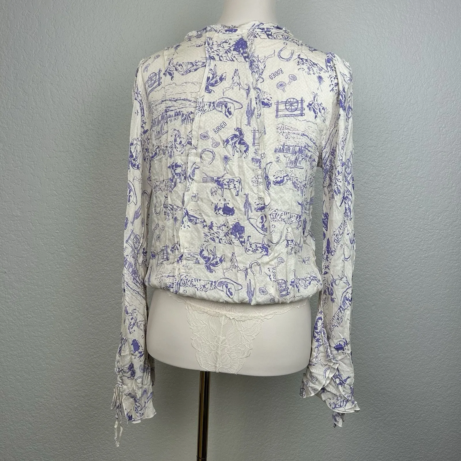 Free People Intimately Everything's Rosy Bodysuit Western Purple Print Rodeo XS - Image 7