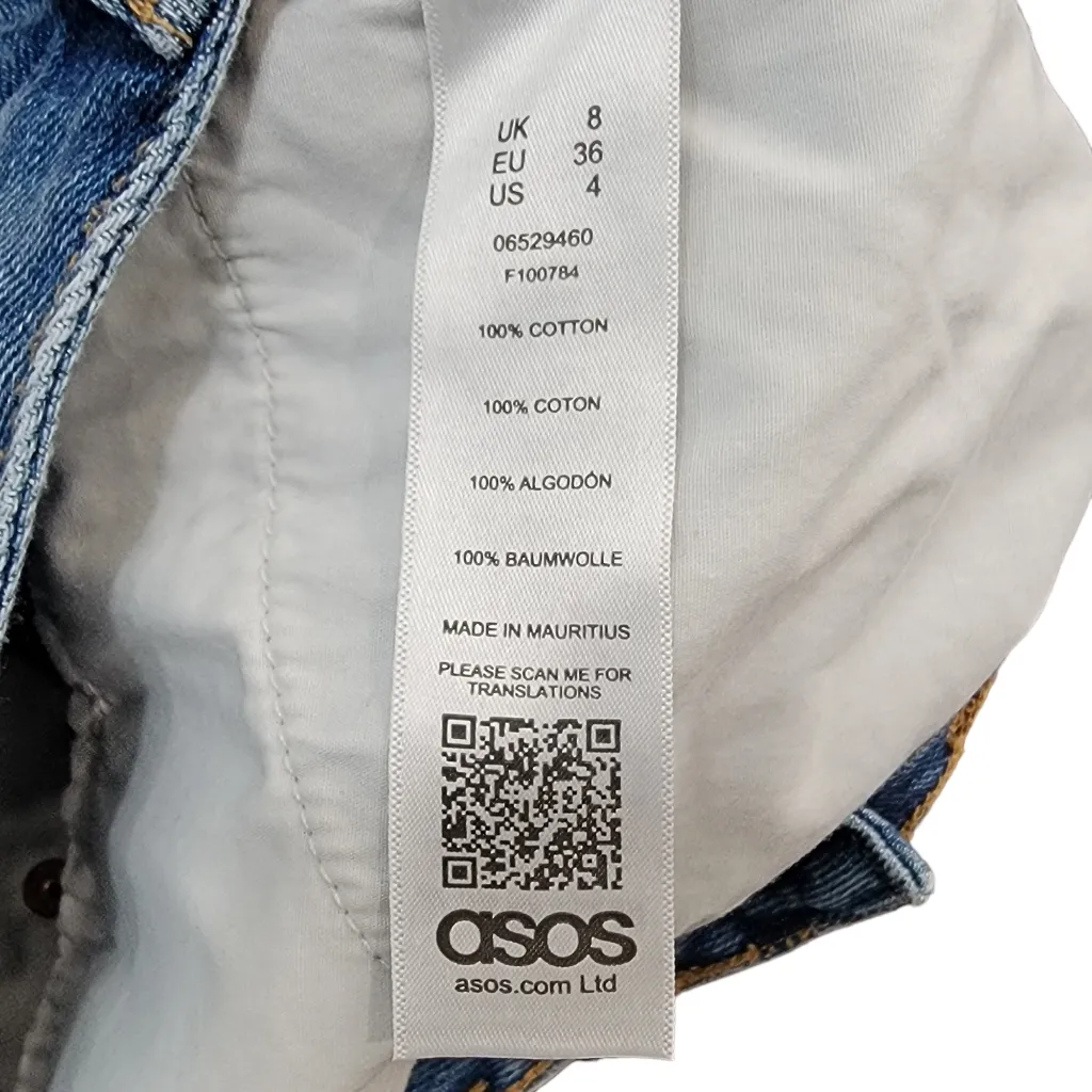 ASOS Denim Blue High Waisted Jean Summer Mini Skirt Women's Size 4 - Image 5