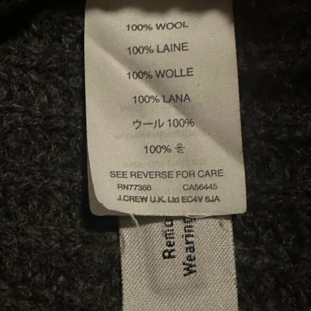 J. Crew Women’s 100% Wool Tunic Sweater Charcoal Gray Sz Small Pointelle Crew - Image 8