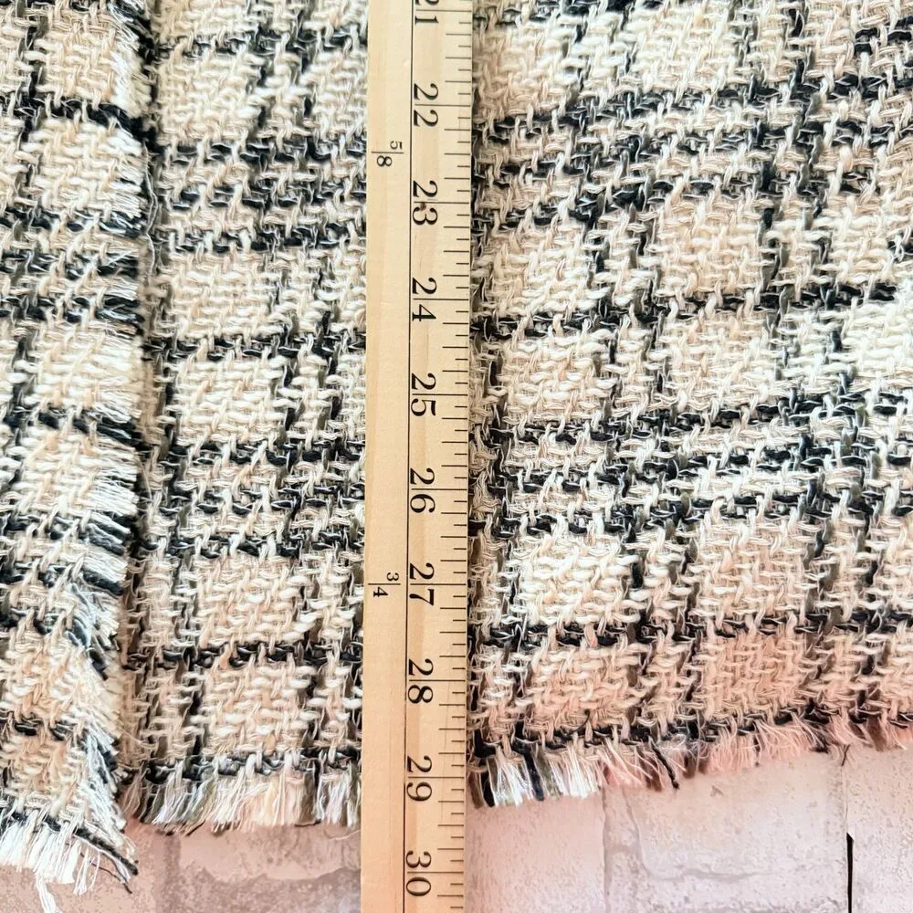 Ellen Tracy Bouclé Frayed Trims Tweed Plaid Preppy Blazer Sz M (Missing Button) - Image 8