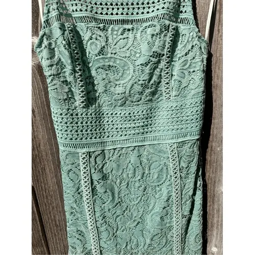 Topshop Lace Sheath Dress Aqua Blue Spaghetti Strap Square Neck Party Size S - Image 9