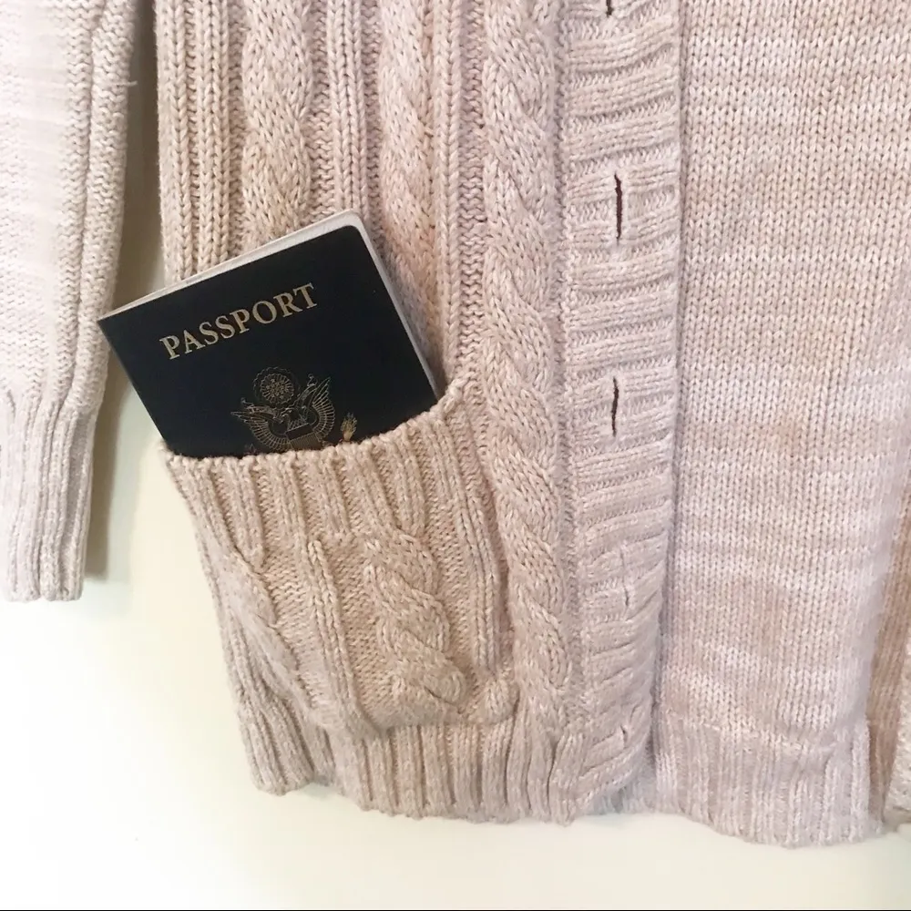 Victoria's Secret  Cotton Slouchy Cable Knit oversized boyfriend tan sweater S - Image 5