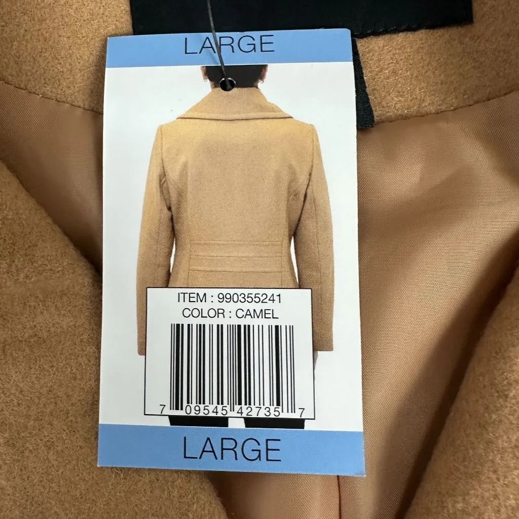 London Fog Womens Camel Double-Breasted Wool Blend Peacoat Size Large - Image 3