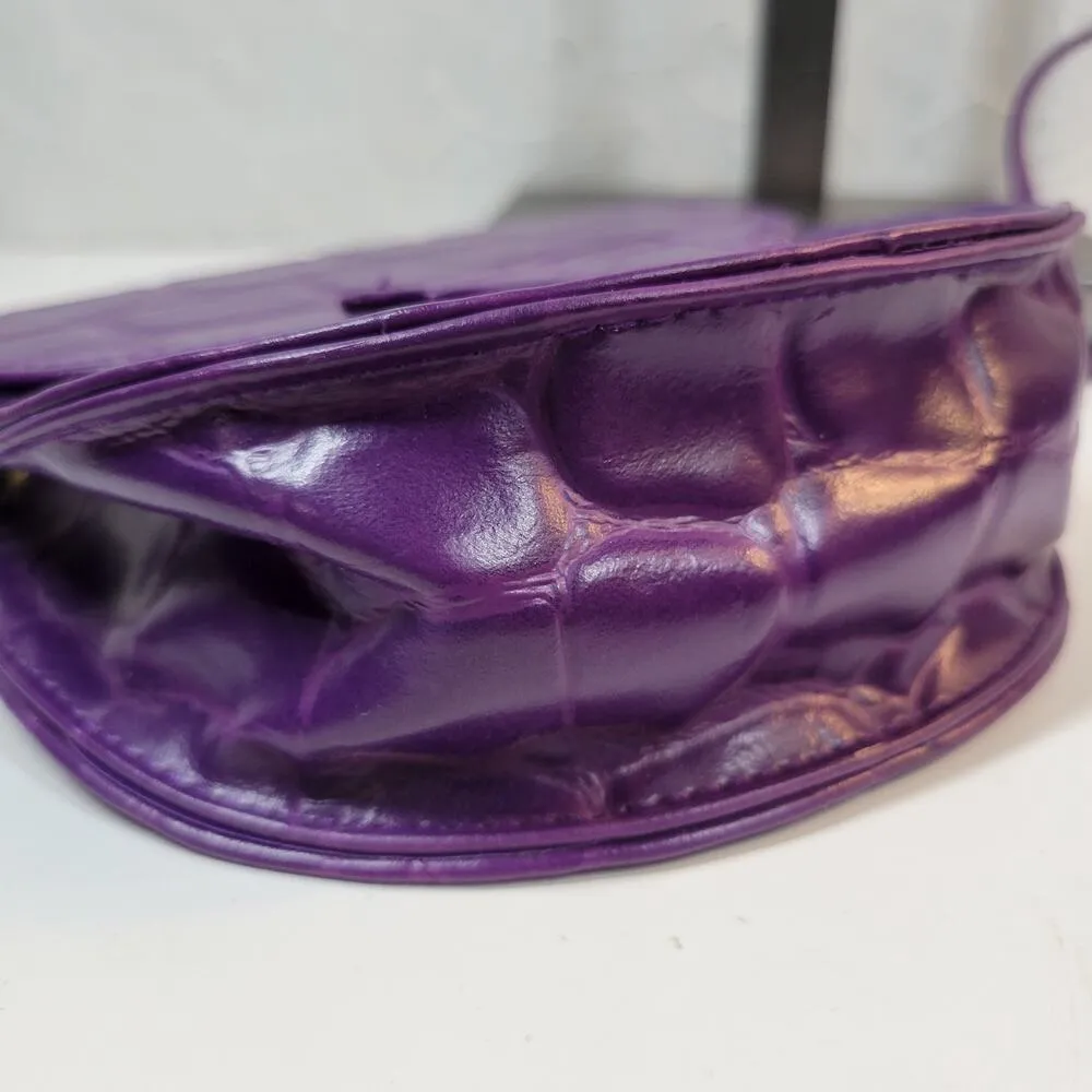 Vintage Dover Crossbody Bag Womens Purple Embossed Animal Print Mirror Purse - Image 12