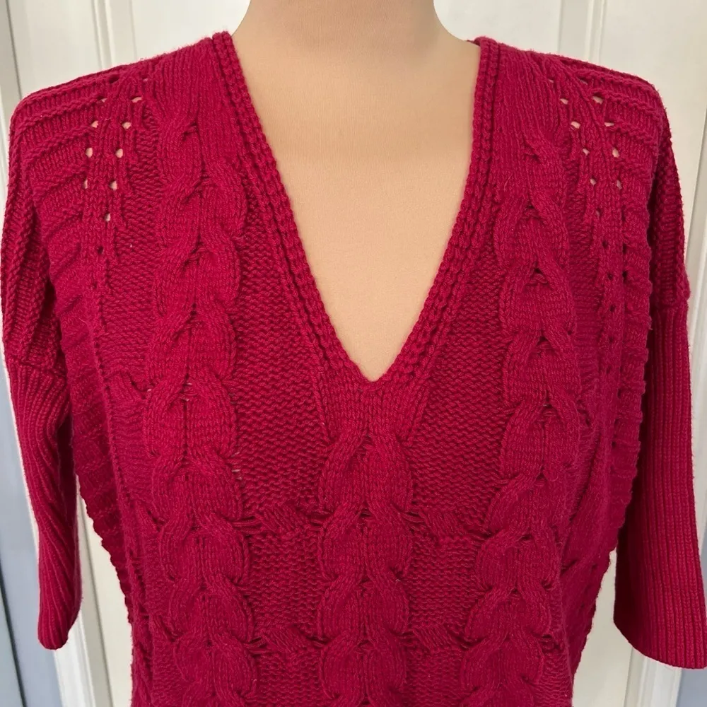 Express Fuchsia Cable Knit Dolman Sleeve Pullover‎ Sweater - Image 2