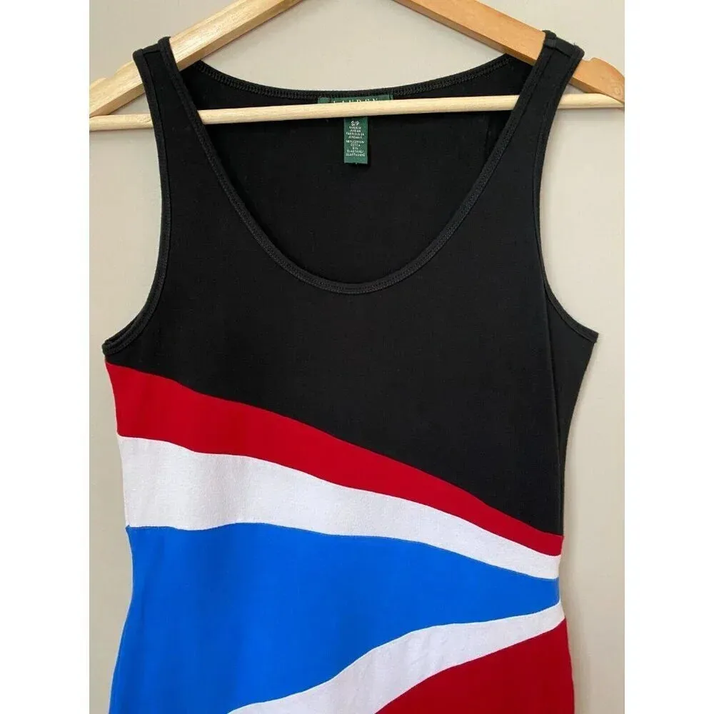Lauren Ralph Lauren Size Small Sleeveless Bodycon Colorblock Stretch Midi Dress - Image 6