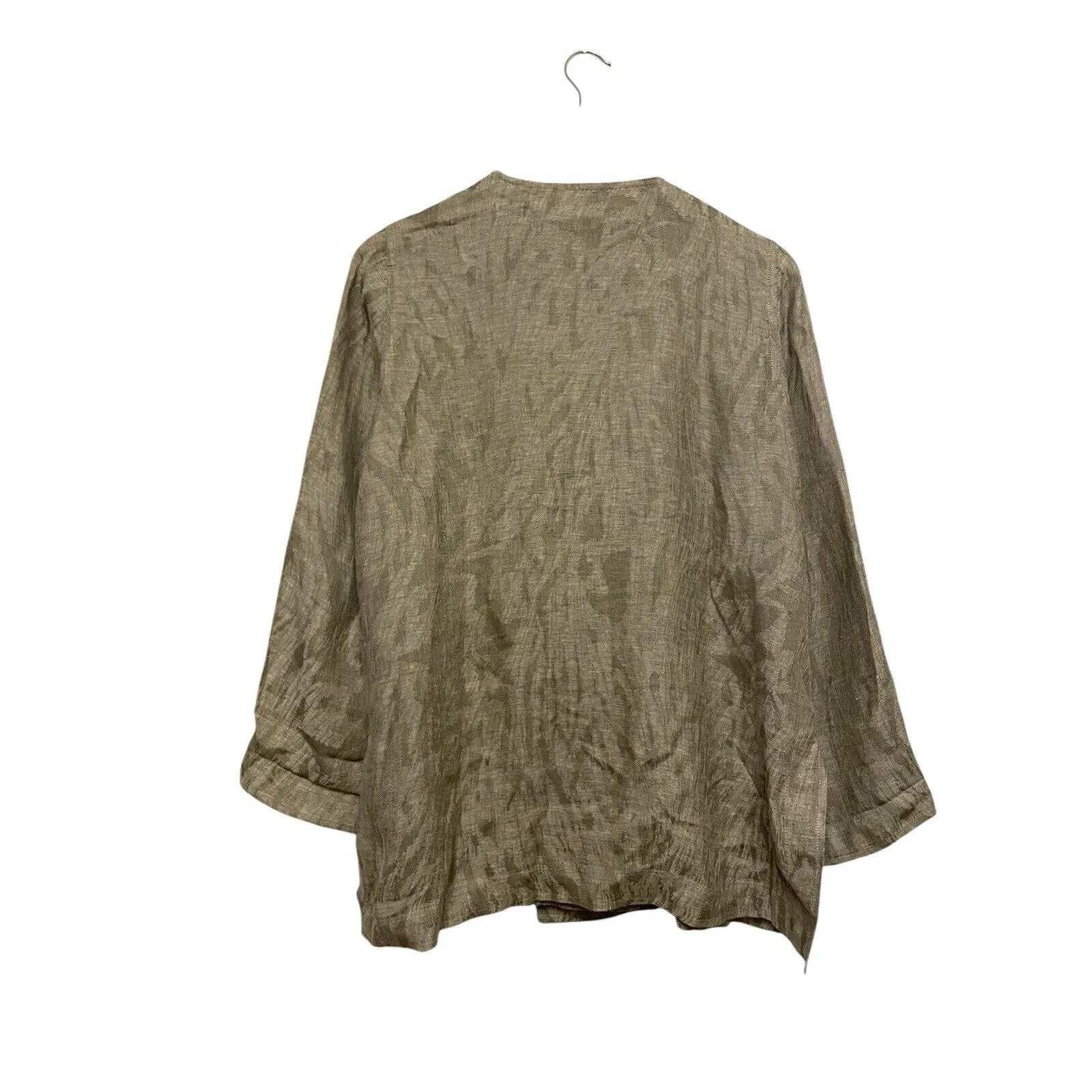 Jaegar Linen Blend Jacket Women Size US‎ 8/UK 12 Tan Brown Patterned Retro Vtg - Image 2