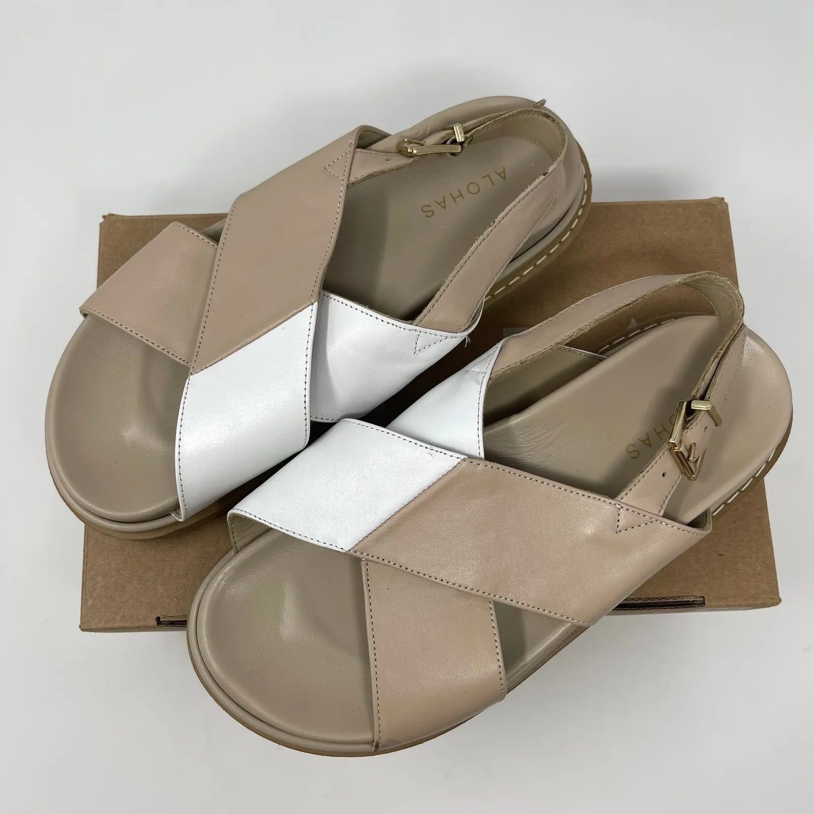 ALOHAS Marshmallow Bicolor Stone Beige Sandals (Sz 39) - Image 3